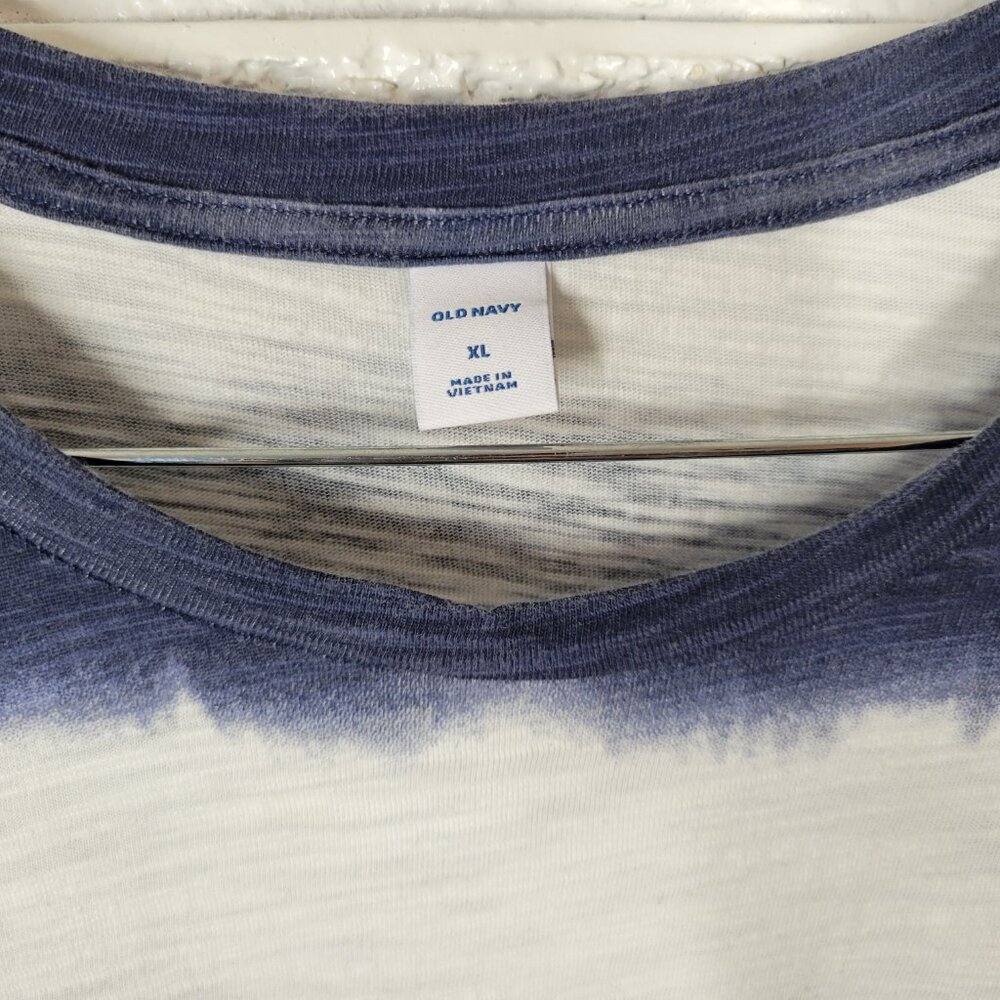 Old Navy Blue White Tie Dye T-Shirt Dress Midi 100% Cotton XL C18E - Picture 9 of 11